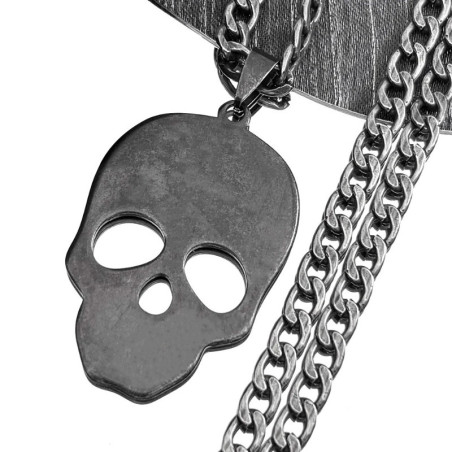 Collier Tête de Mort « Crâne Brut » Couleur Noir