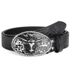 Ceinture Western Tête de Mort « Longhorn Gravure Noire »