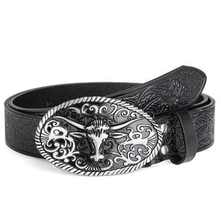 Ceinture Western Tête de Mort « Longhorn Gravure Noire »