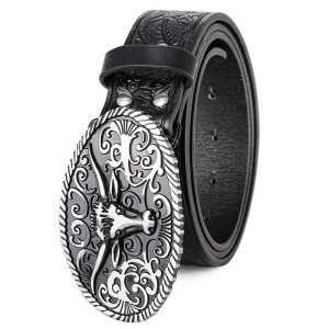 Ceinture Western Tête de Mort « Longhorn Gravure Noire »