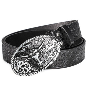 Avant Ceinture Western Tête de Mort « Longhorn Gravure Noire »