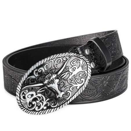 Avant Ceinture Western Tête de Mort « Longhorn Gravure Noire »