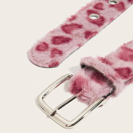 Vue detaille Ceinture Rock Goth « Fourrure Fantôme Sauvage » Couleur Rose