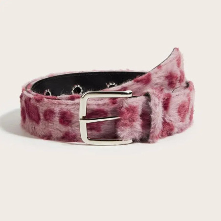 Ceinture Rock Goth « Fourrure Fantôme Sauvage »  Couleur Rose