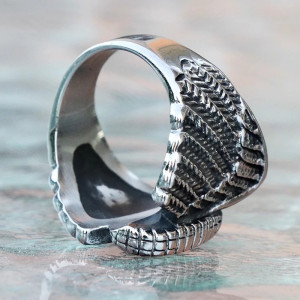 Vue Arrierre Bague Biker "Ailes de Liberté"