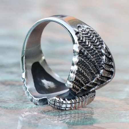 Vue Arrierre Bague Biker "Ailes de Liberté"
