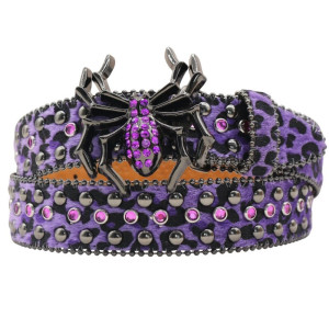 Ceinture Goth Rock Araignée « Veuve Cloutée Couleur Violet