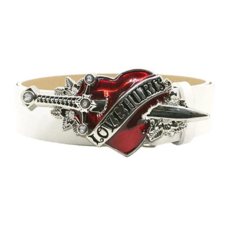 Ceinture Rock Cœur « Cœur Percé Love Hurts »  Couleur blanc