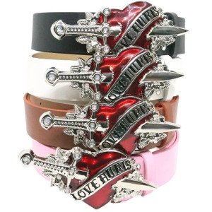 Ceinture Rock Cœur « Cœur Percé Love Hurts » - 4 couleurs au choix !