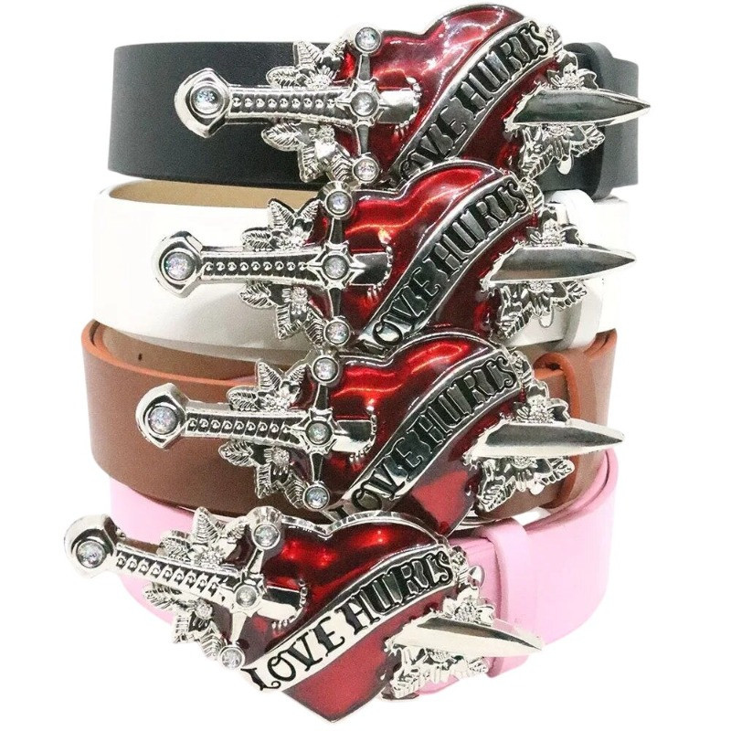 Ceinture Rock Cœur « Cœur Percé Love Hurts » - 4 couleurs au choix !