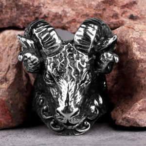 Avant Bague Tête de Mort Bélier des Enfers