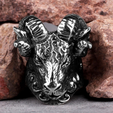 Avant Bague Tête de Mort Bélier des Enfers
