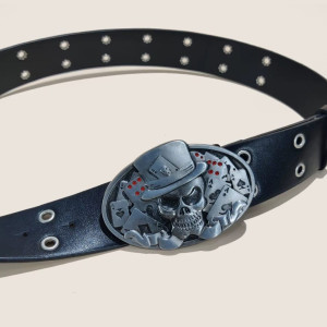 Magnifique Ceinture Tête de Mort Poker « Crâne As des Ombres »