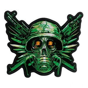 Écusson Tête de Mort Soldat Toxique Radioactif et Fusils d'Assaut - 28x33cm
