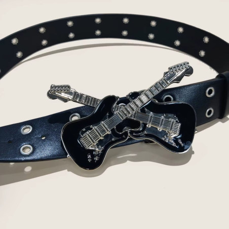 Magnifique  Ceinture Rock « Guitares Croisées Rebelles »