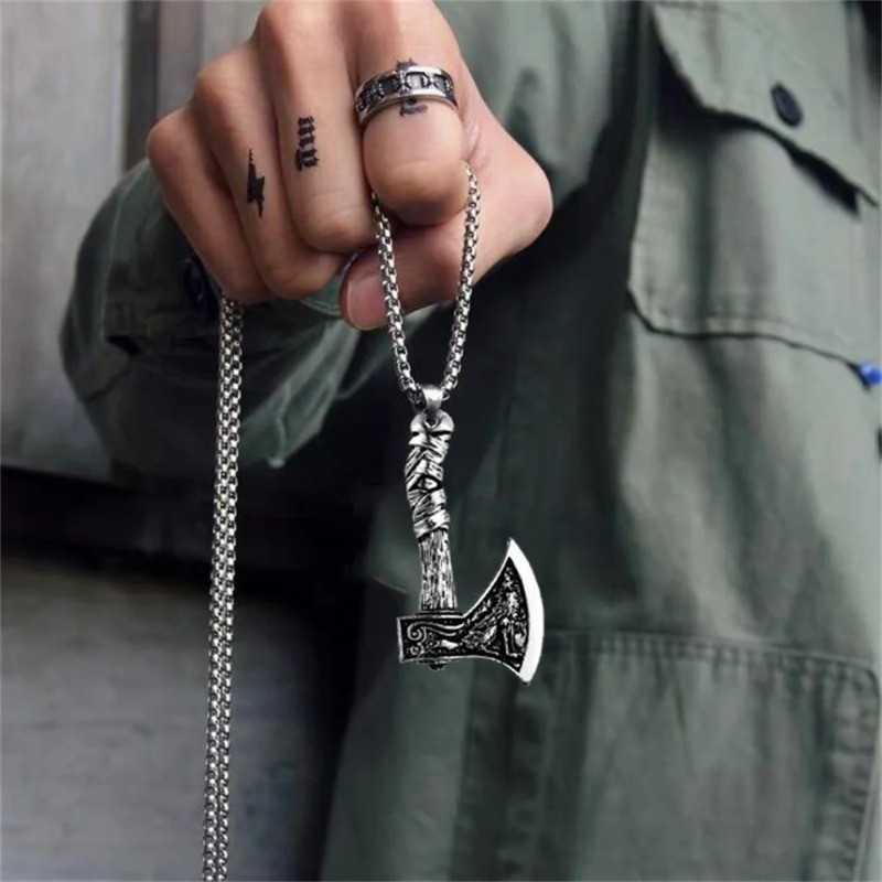 Collier Viking Loup - Hache du Ragnarök