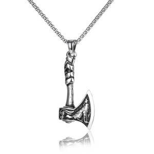 Vue generale Collier Viking Loup - Hache du Ragnarök