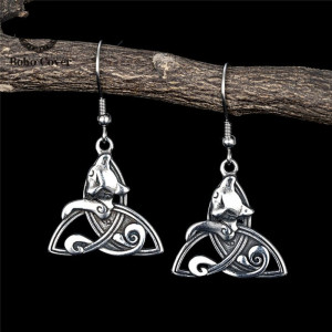 Avant Boucles d’Oreilles Viking Loup "Bijou Nordique Mythologique"