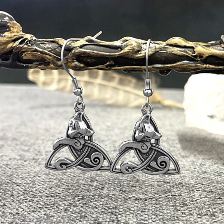 Boucles d’Oreilles Viking Loup "Bijou Nordique Mythologique"