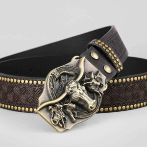 Ceinture Tête de Mort Western « Longhorn Hors-la-Loi »