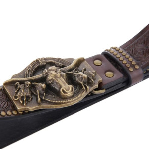 Détails Boucle Ceinture Tête de Mort Western « Bison des Terres Sauvages »