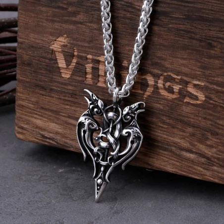 Pendentif Viking Corbeaux d’Odin et Épée
