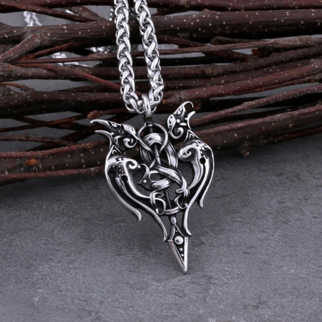 Avaant Pendentif Viking Corbeaux d’Odin et Épée