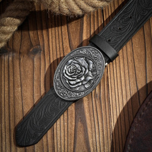 Ceinture Rock « Rose Éternelle Noire » Couleur Noir