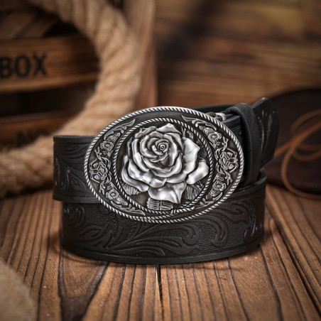 Avant Ceinture Rock « Rose Éternelle Noire » Couleur Noir