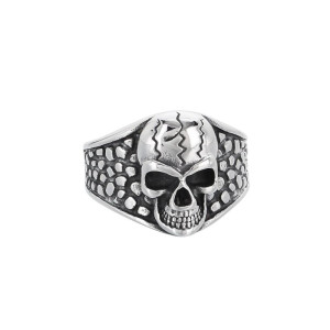 Vue generale Bague Tête de Mort « Crâne Fracturé »