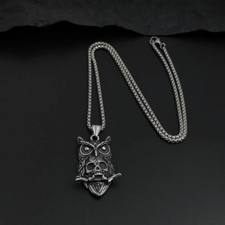 Avant Pendentif Tête de Mort Hibou Calavera