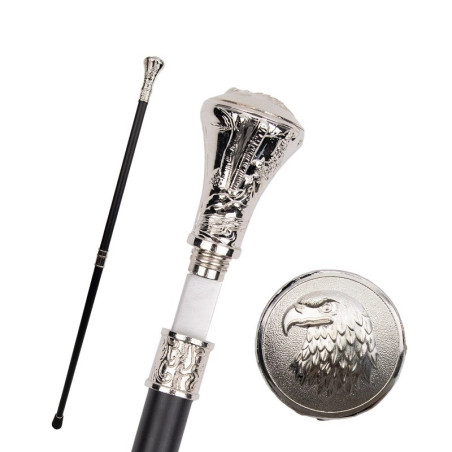 Canne Goth Rock Tête d'Aigle "Silver Eagle Totem"