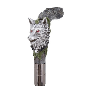 Vue Laterale Canne Tête de Loup Gris de la Forêt