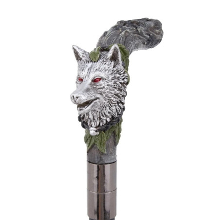 Vue Laterale Canne Tête de Loup Gris de la Forêt