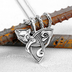 Magnifique Pendentif Loup Celtique Triquetra