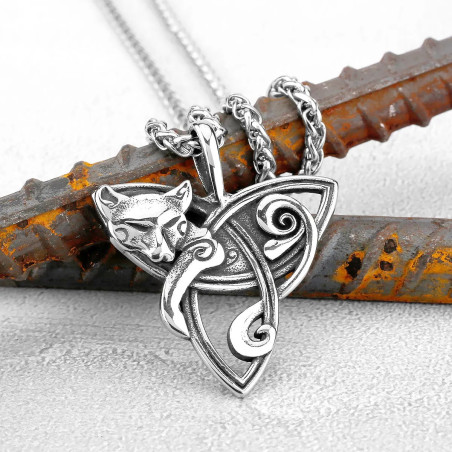 Magnifique Pendentif Loup Celtique Triquetra