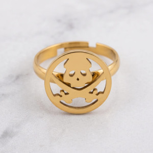 Bague Tête de Mort « Jolly Roger Doré »