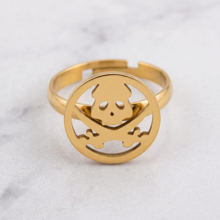 Bague Tête de Mort « Jolly Roger Doré »
