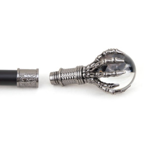 Vue detaille Canne Goth Rock "Main d'Outre-Tombe"