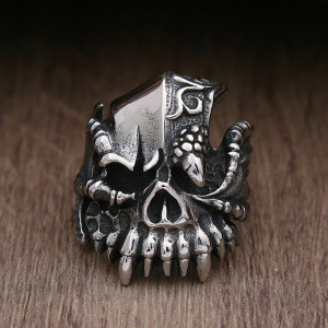 Avant Bague Tête de Mort « Corbeau de l’Apocalypse »