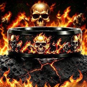 Bague Tête de Mort « Crânes de Feu »