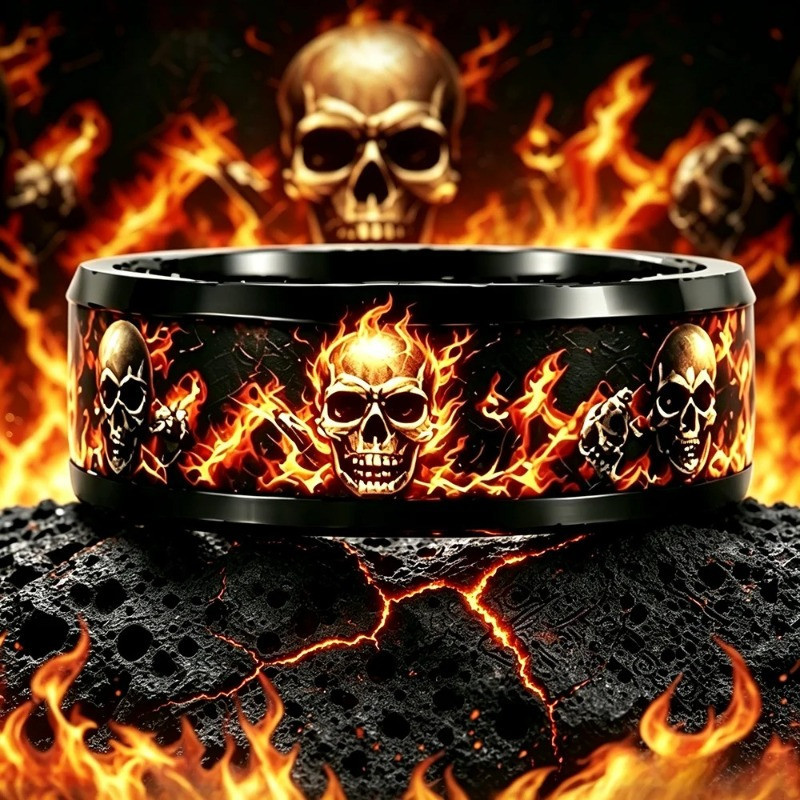 Bague Tête de Mort « Crânes de Feu »