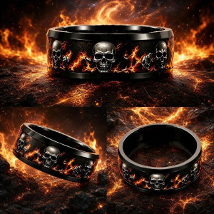 Avant Bague Tête de Mort « Crânes de Feu »