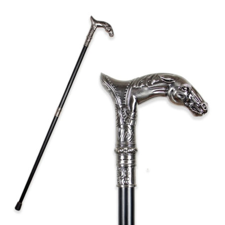 Canne Tête de Cheval "Destrier d'Argent"