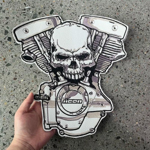 Écusson Tête de Mort Moteur V-Twin - 29.9x29.3cm