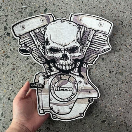 Écusson Tête de Mort Moteur V-Twin - 29.9x29.3cm
