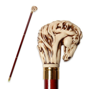 Canne Tête de Cheval "Pur-Sang Impérial" Couleur Rouge