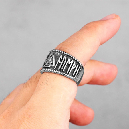 Vue portee Bague Viking "Écorce Éternelle"