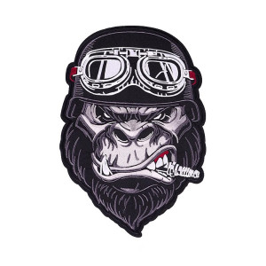 Écusson Tête de Mort Gorille Biker avec Casque et Lunettes - 19.4x28.2cm
