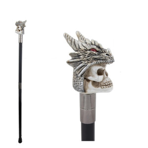 Vue Laterale Canne Tête de Mort Crâne du Dragon Ancestral